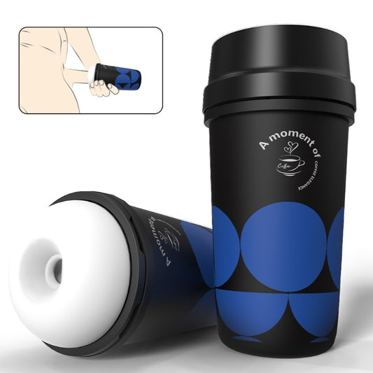 Male Masturbator – Manual Stroker with Realistic Vagina in Coffee Cup Design & Stocking Texture, Discreet Pleasure Toy for Men