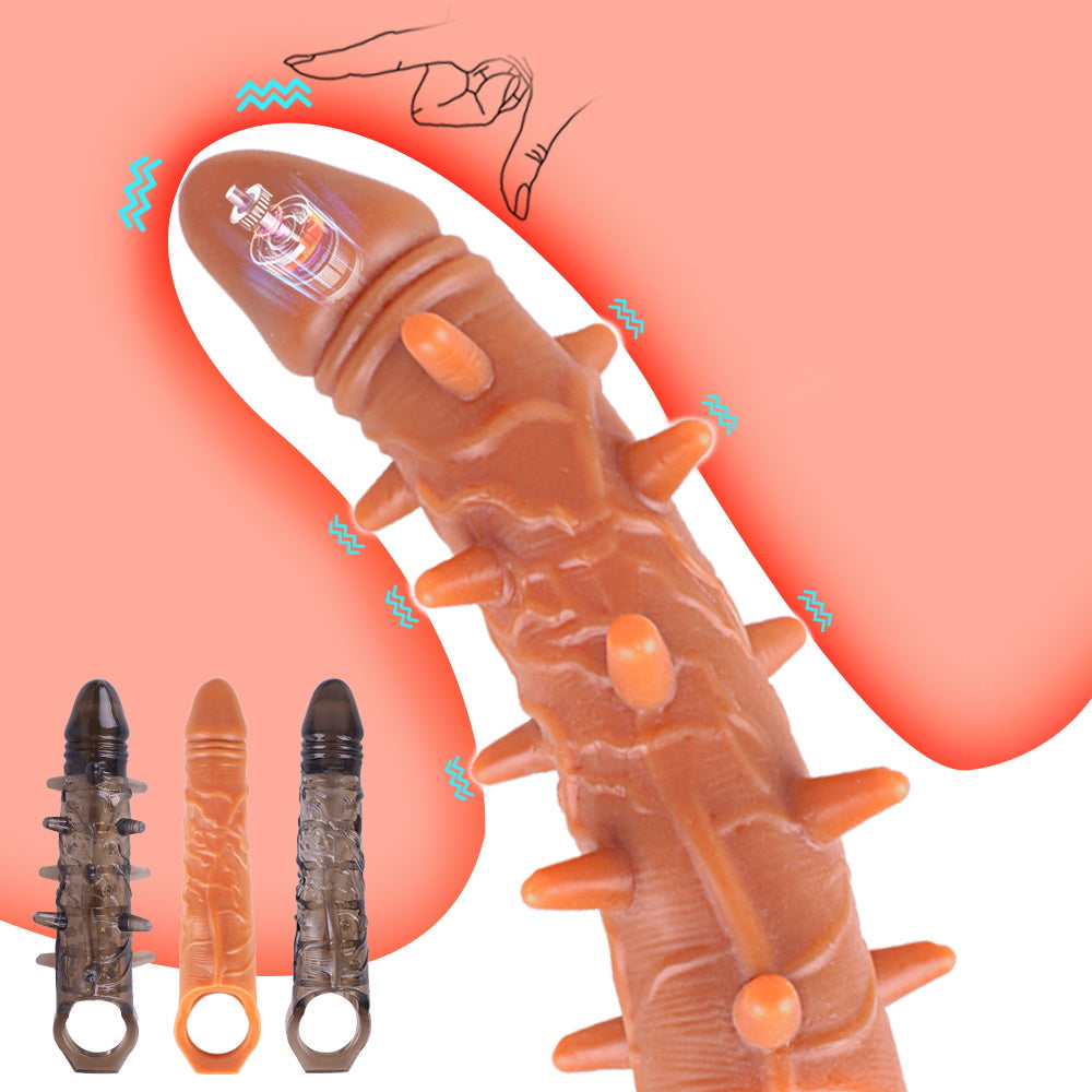 Reusable Penis Sleeve with Vibrator & Cock Ring Extender – Ultra-Soft Penis Enlarger for Men & Couples