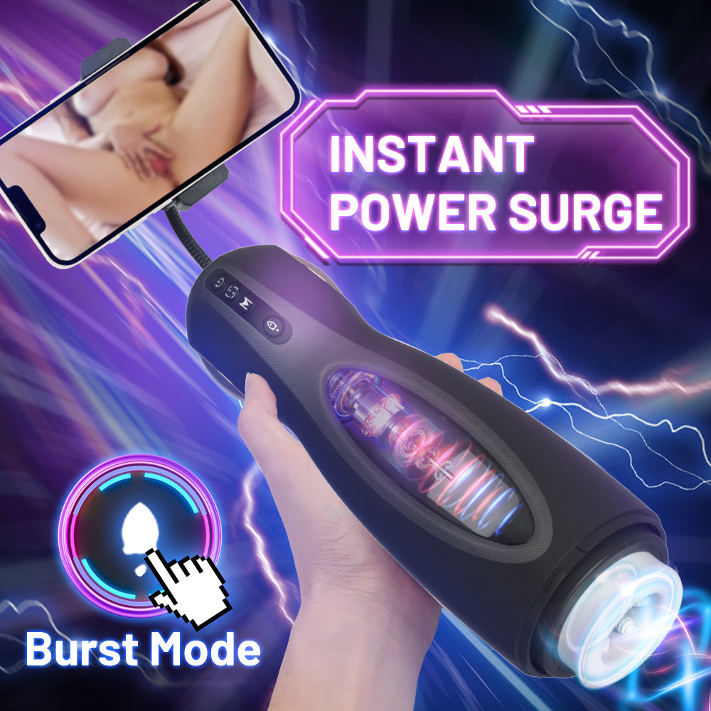 Tragbarer elektrischer Masturbator für Männer mit hochrealistischer Vagina und USB-Aufladung aus weichem Material, Farbe Schwarz, für einen besseren Orgasmus beim Sex 
