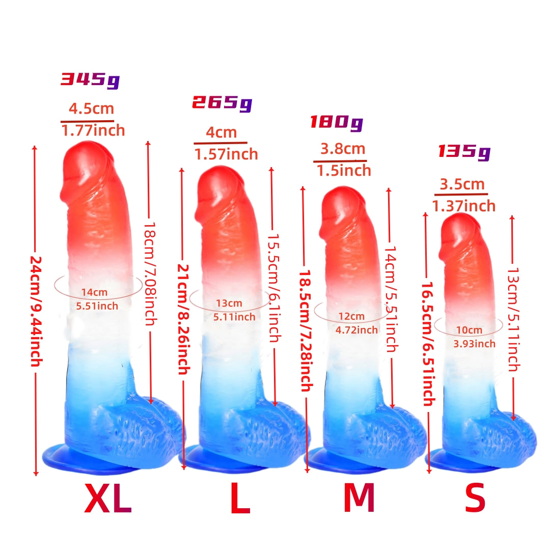 Dildo aus TPE-Material in 2 Farben, gemischte Farben, Lustspielzeug für Erwachsene, weich und bequem für ein leichtes Höhepunkt-Erlebnis 