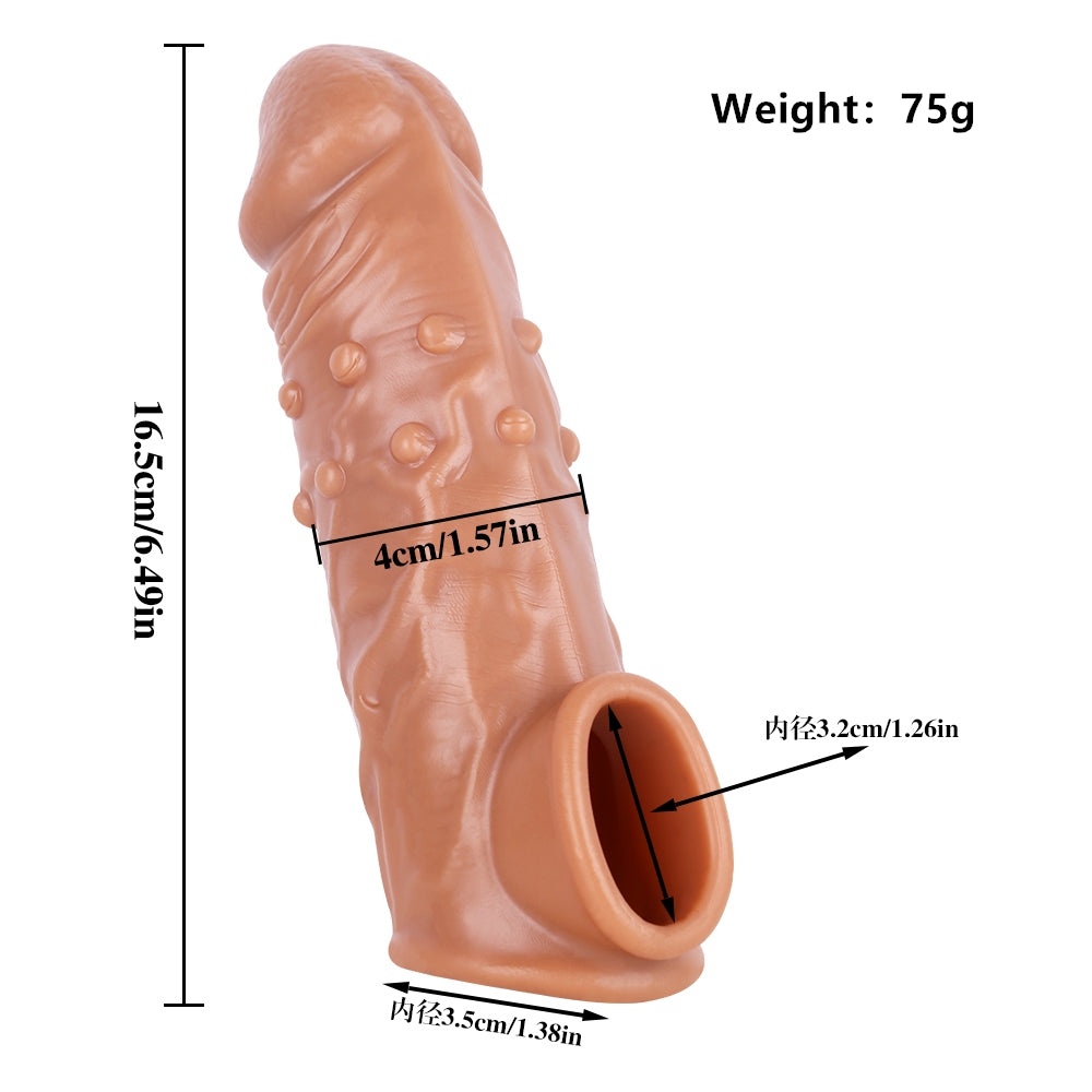 Moremorelove Reusable Penis Sleeve with Cock Ring – Ultra-Soft TPE Penis Extender with Dotted Nubs for Enhanced Stimulation, Enlarger for Men & Couples Sex Toy