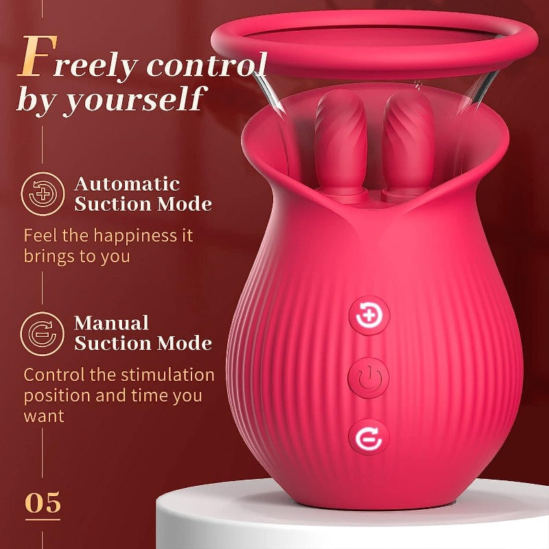 Moremorelove Button-Controlled Sucking Vibrator – 10 Vibration Modes with Dual Tongue Design, Clit & Nipple Stimulation, Sucking & Licking Functions for Women & Couples