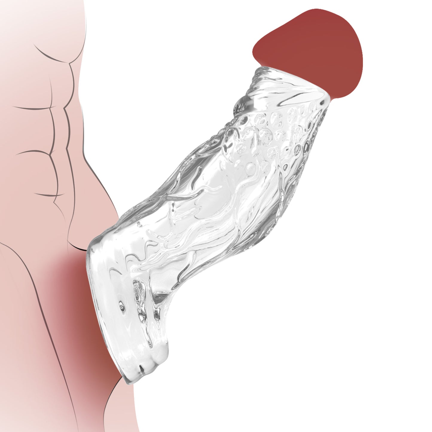 2 Colors Penis Sleeve with Exposed Glans – Soft & High-Simulation Penis Enlarger for Couples, Penis Ring Extender for Enhanced Orgasm