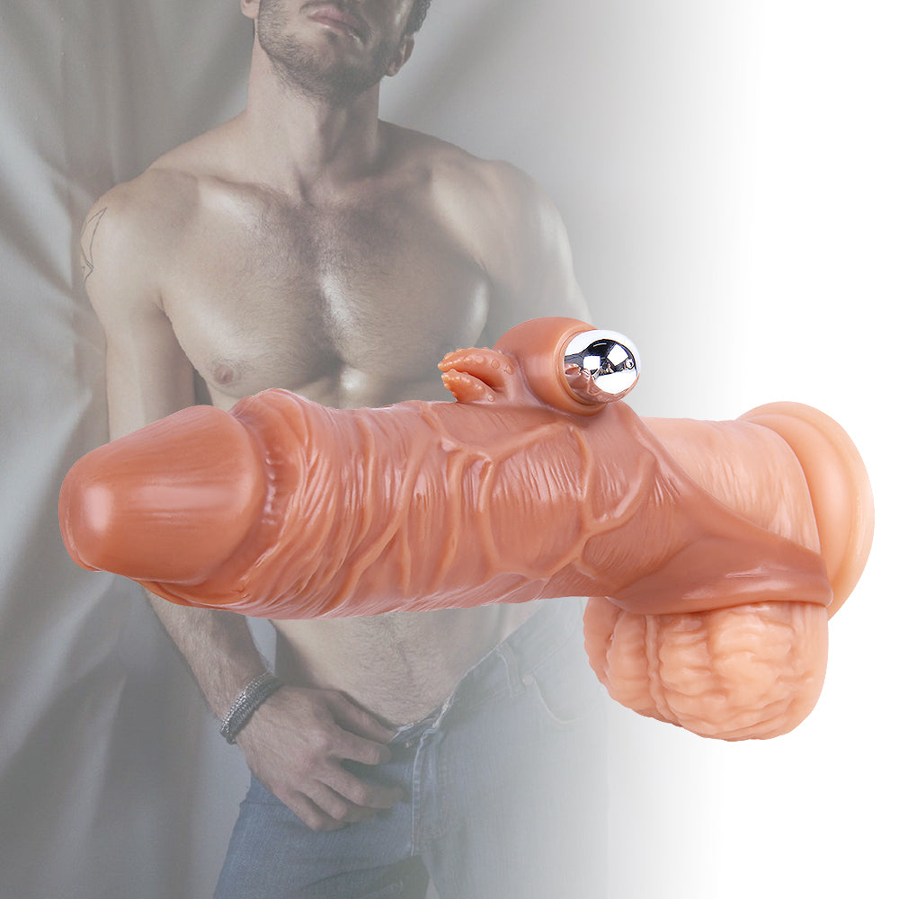 Moremorelove Reusable Penis Sleeve with Cock Ring – Ultra-Soft Penis Extender with Realistic Muscle Texture & Veins, Removable Vibrator & Non-Removable Monster Claw Decoration, Enlarger Sex Toy for Men & Couples