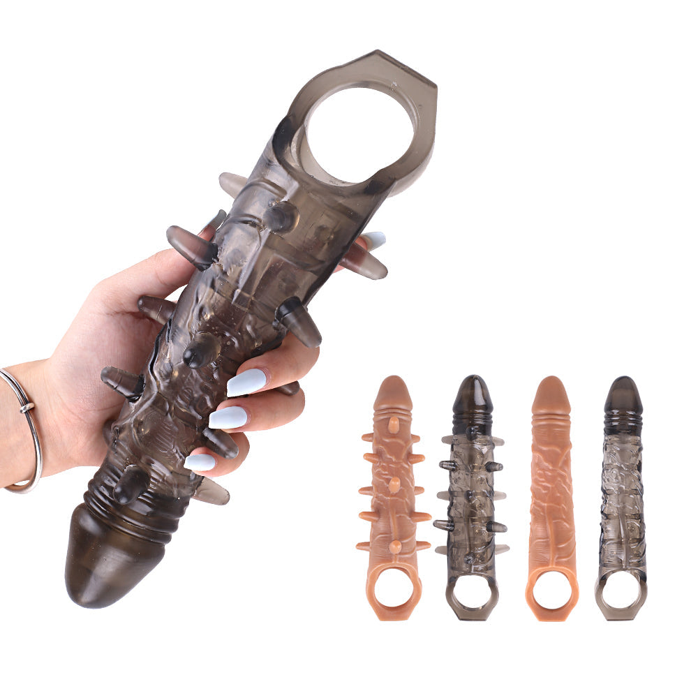 Reusable Penis Sleeve with Vibrator & Cock Ring Extender – Ultra-Soft Penis Enlarger for Men & Couples