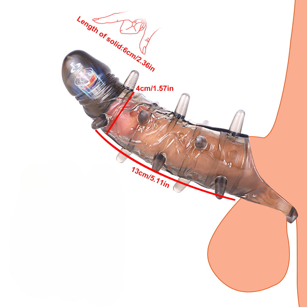 Reusable Penis Sleeve with Vibrator & Cock Ring Extender – Ultra-Soft Penis Enlarger for Men & Couples