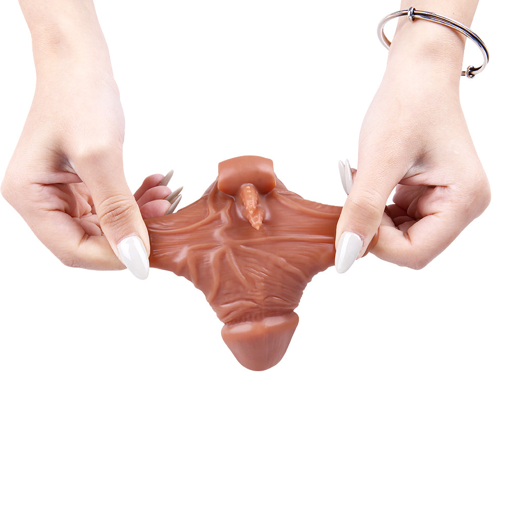 Moremorelove Reusable Penis Sleeve with Cock Ring – Ultra-Soft Penis Extender with Realistic Muscle Texture & Veins, Removable Vibrator & Non-Removable Monster Claw Decoration, Enlarger Sex Toy for Men & Couples