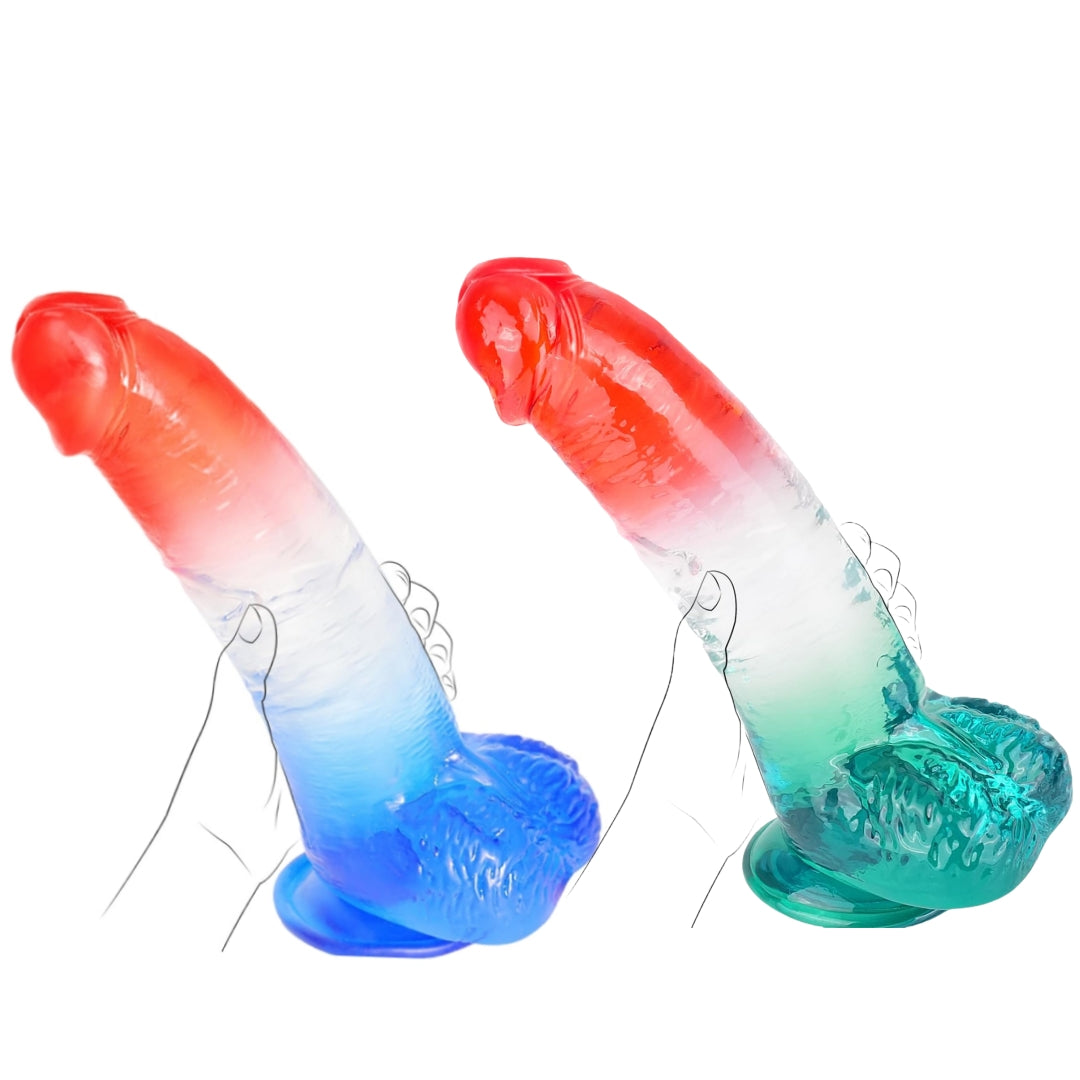 Dildo aus TPE-Material in 2 Farben, gemischte Farben, Lustspielzeug für Erwachsene, weich und bequem für ein leichtes Höhepunkt-Erlebnis 