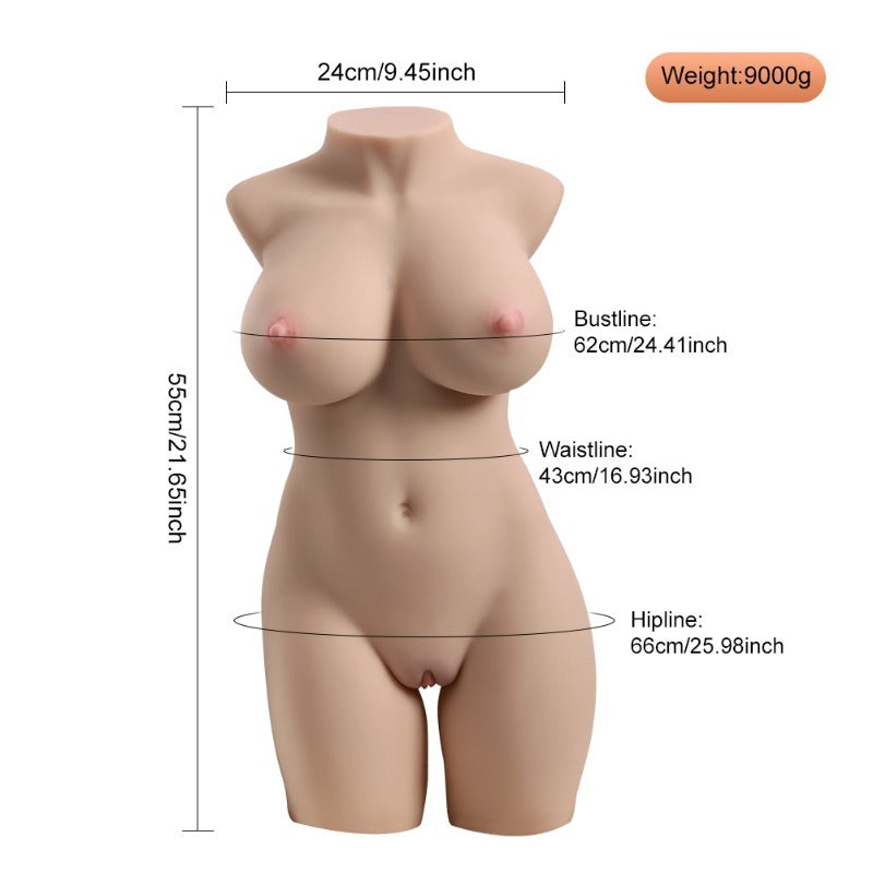 Moremorelove TPE Half Body Torso Sex Doll with Legs, Big Boobs & Super Soft Ass, Suitable for Vaginal and Anal Sex