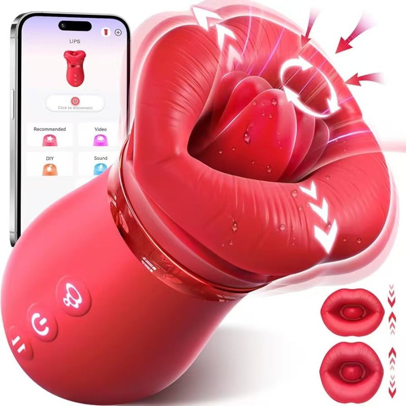 Moremorelove App or Button-Controlled Rose Sucking Vibrator – 4 Suction, 10 Tongue Licking & 10 Vibration Modes for Clit, Nipple & Anal Stimulation for Women & Couples