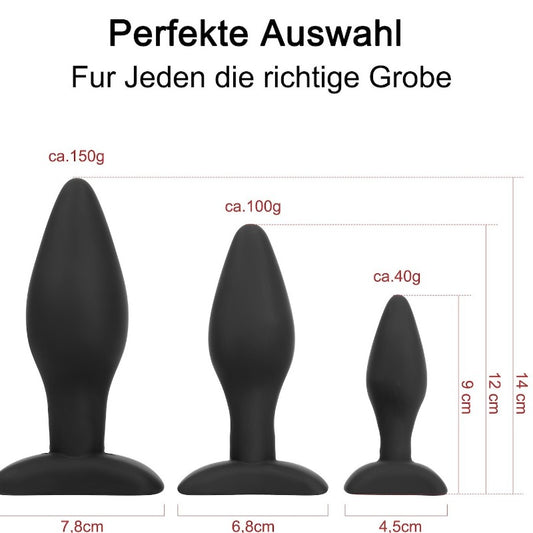 Moremorelove Silicone Butt Plug Set – 3-Piece Anal Training Kit for Beginners & Advanced Users, Flared Base Prostate Massager