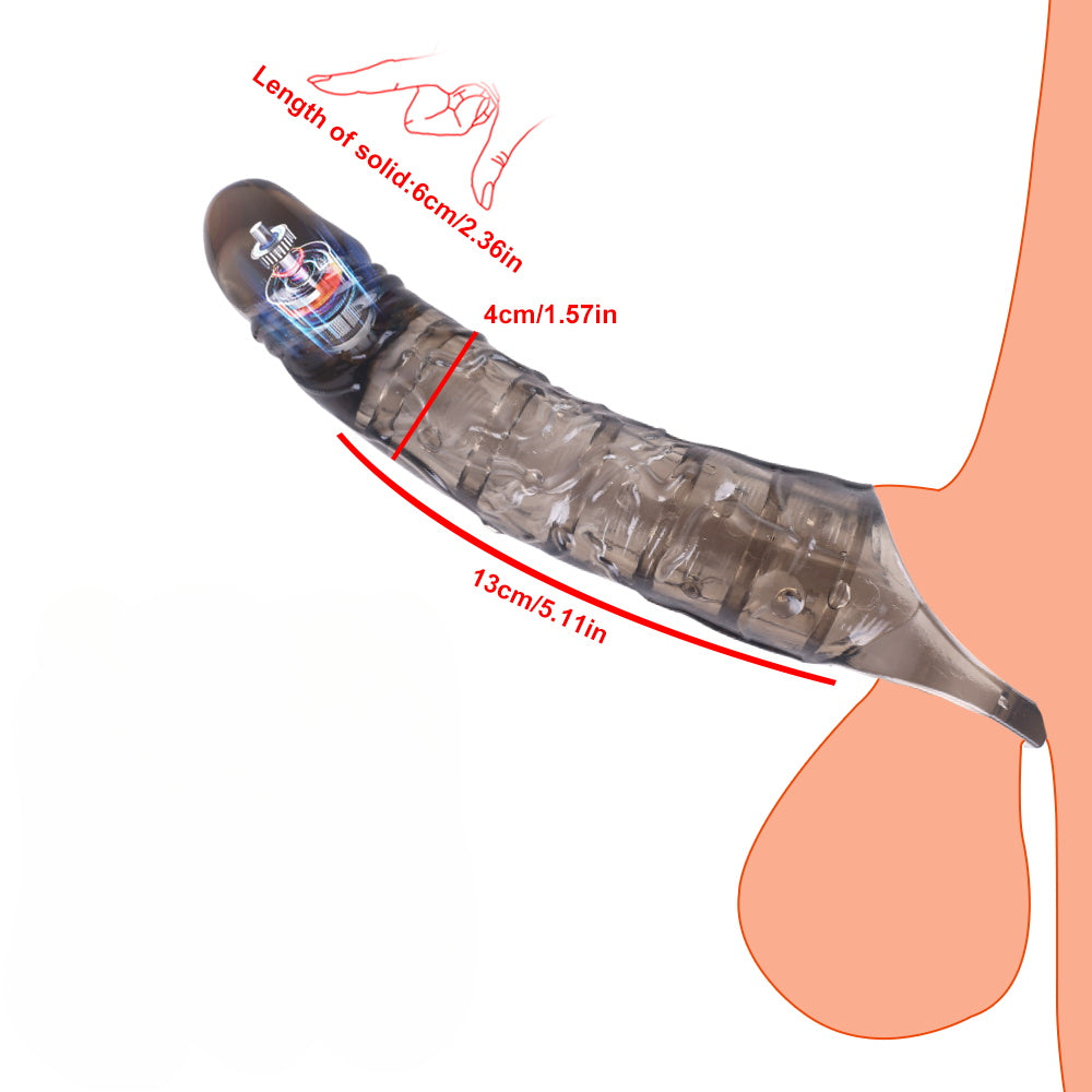 Reusable Penis Sleeve with Vibrator & Cock Ring Extender – Ultra-Soft Penis Enlarger for Men & Couples