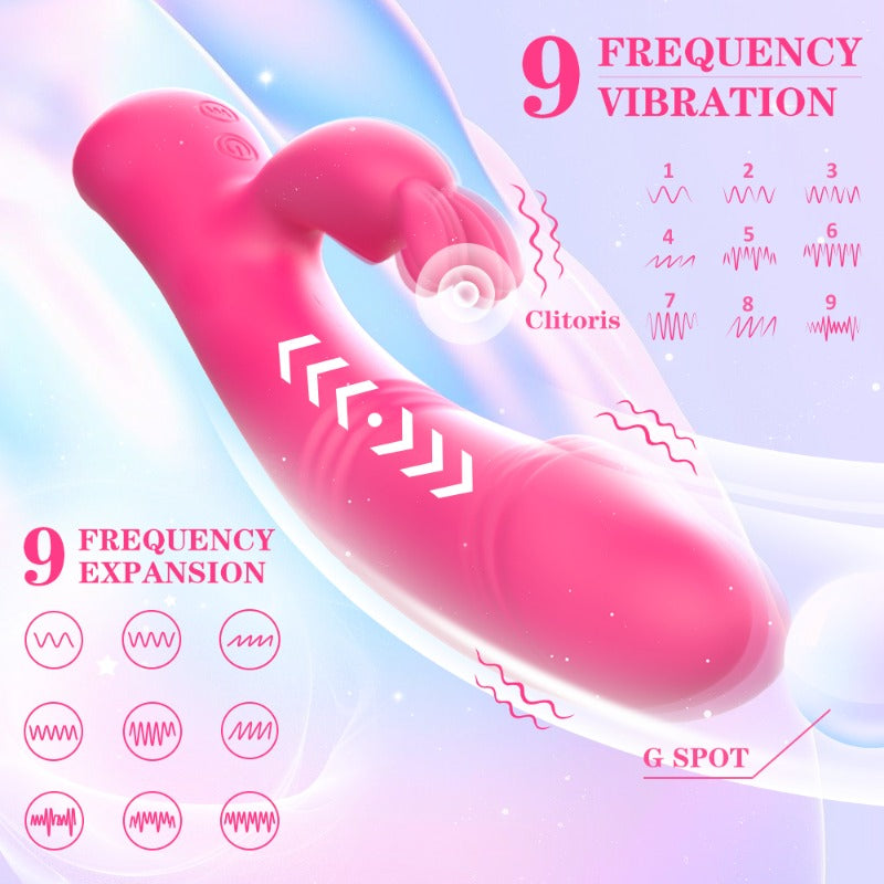 Moremorelove Waterproof Rabbit Vibrator – Telescopic Dildo with Licking Bunny Ears & Powerful Vibration for Women