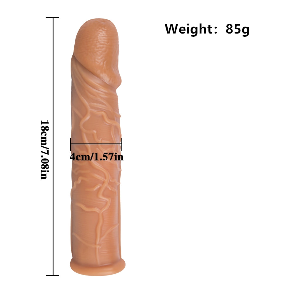 Moremorelove Reusable Penis Sleeve Extender – Ultra-Soft TPE Penis Enlarger for Men, Realistic Cock Design, Hot/Cold Water Immersion for Sensational Pleasure, Couples Sex Toy