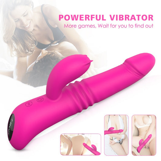 Moremorelove Rechargeable Heating Vibrator – 9-Mode Thrusting & Rotating Telescopic Dildo with Powerful Vibration for Women