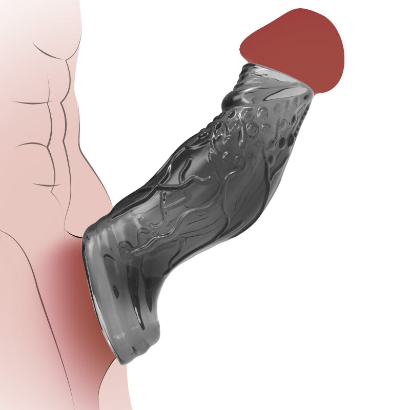 2 Colors Penis Sleeve with Exposed Glans – Soft & High-Simulation Penis Enlarger for Couples, Penis Ring Extender for Enhanced Orgasm
