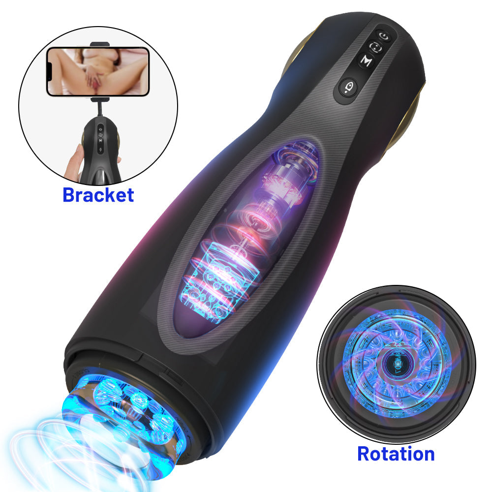 Tragbarer elektrischer Masturbator für Männer mit hochrealistischer Vagina und USB-Aufladung aus weichem Material, Farbe Schwarz, für einen besseren Orgasmus beim Sex 
