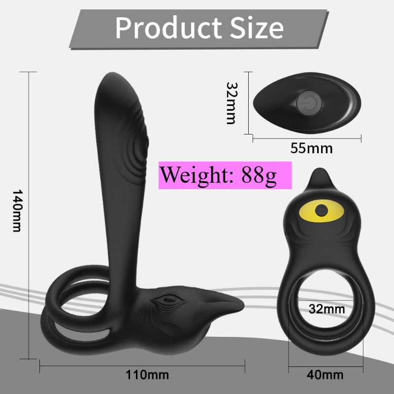Moremorelove 3-in-1 Vibrating Cock Ring – 10-Mode Silicone Penis Ring with G-Spot & Clitoral Stimulation, Remote-Controlled, Rechargeable & Waterproof for Couples