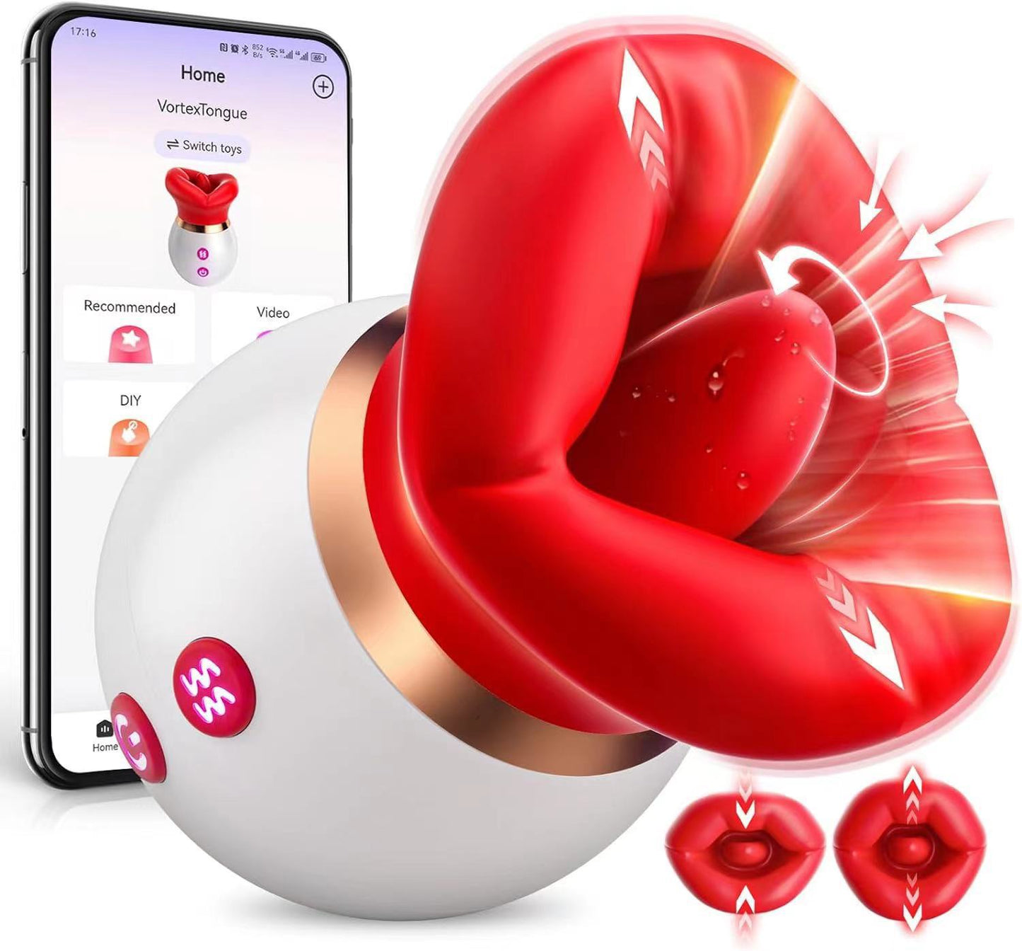 Moremorelove App-Controlled & Button-Controlled Rose Sucking Vibrator – 10 Sucking, Licking & Vibration Modes, Clit, Nipple & Anal Stimulation for Women & Couples