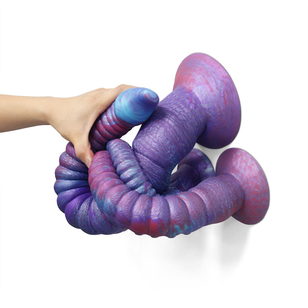 Gode ​​en silicone de 4 couleurs mélangées pour adultes, gode en forme de tentacule de calmar de grande taille 