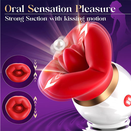 Moremorelove App-Controlled & Button-Controlled Rose Sucking Vibrator – 10 Sucking, Licking & Vibration Modes, Clit, Nipple & Anal Stimulation for Women & Couples