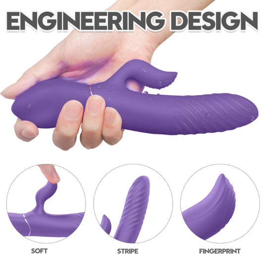 Moremorelove Thrusting Dildo Vibrator – 3-Speed 6-Mode Pulse & Vibration with Pause Mode | Dual G-Spot & Clitoral Stimulation for Couples