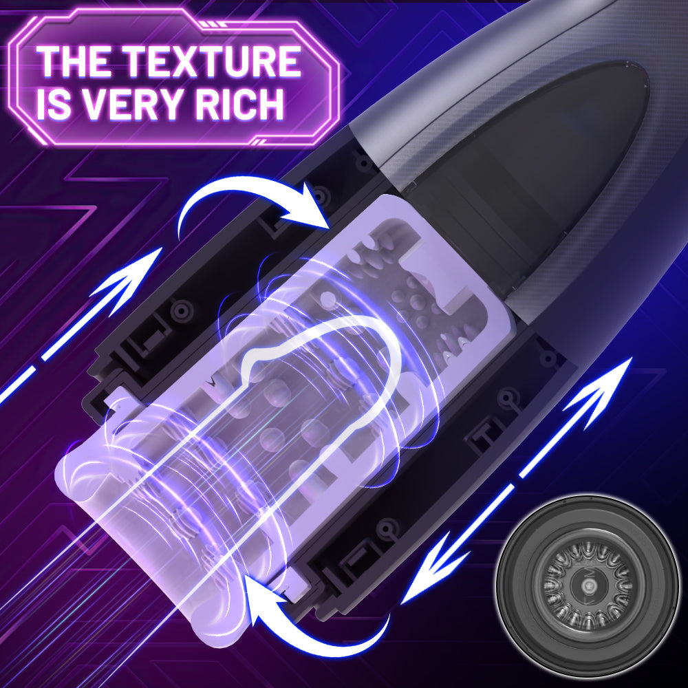 Tragbarer elektrischer Masturbator für Männer mit hochrealistischer Vagina und USB-Aufladung aus weichem Material, Farbe Schwarz, für einen besseren Orgasmus beim Sex 