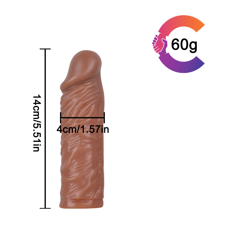 Moremorelove Reusable Short Penis Sleeve Extender – Ultra-Soft Penis Enlarger with Realistic Texture for Men & Couples – Dildo Cock Enlarger Sex Toy