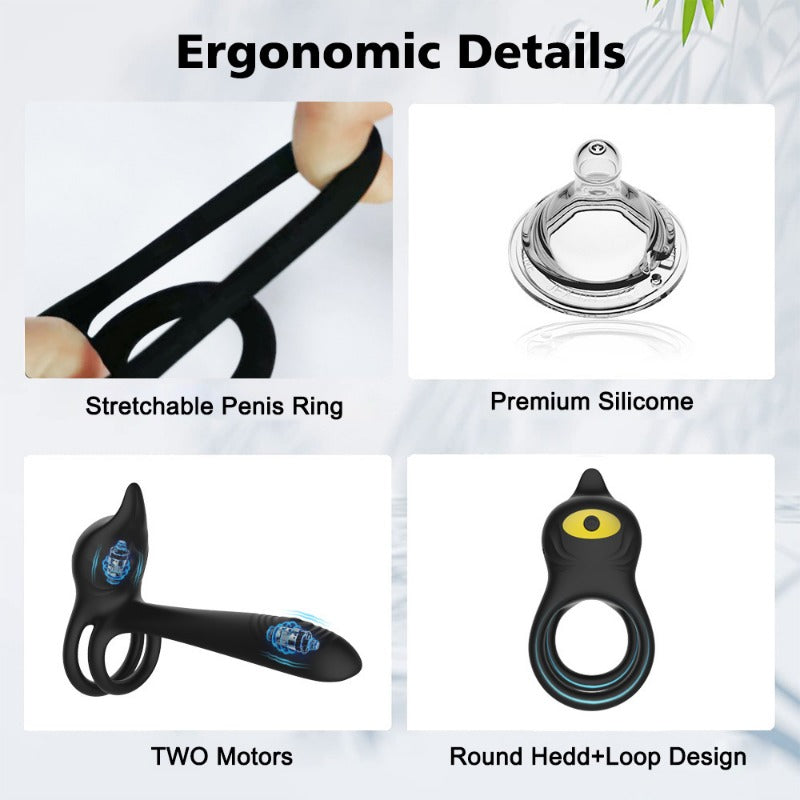 Moremorelove 3-in-1 Vibrating Cock Ring – 10-Mode Silicone Penis Ring with G-Spot & Clitoral Stimulation, Remote-Controlled, Rechargeable & Waterproof for Couples