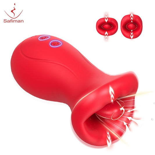 Moremorelove Button-Controlled Multifunctional Vibrator –  with Clit & Nipple Stimulation, Sucking & Licking Functions for Women & Couples