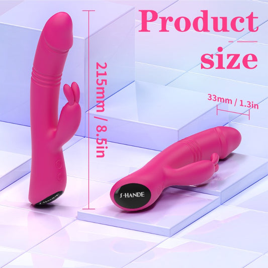 Moremorelove Waterproof Rabbit Vibrator – Telescopic Dildo with Licking Bunny Ears & Powerful Vibration for Women