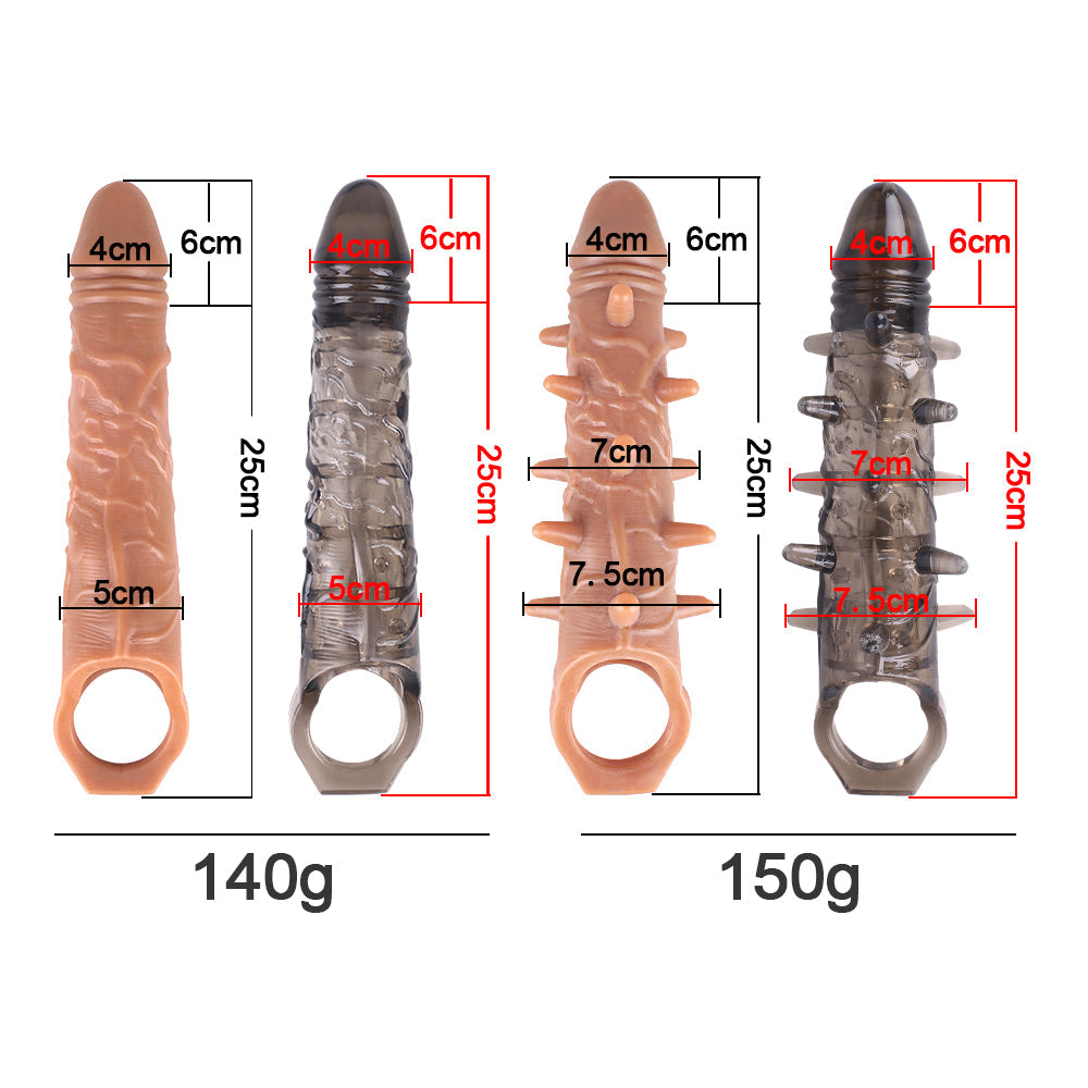 Reusable Penis Sleeve with Vibrator & Cock Ring Extender – Ultra-Soft Penis Enlarger for Men & Couples