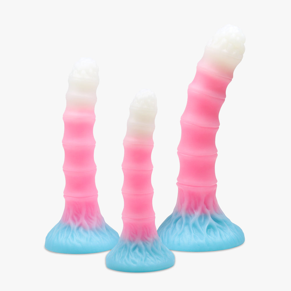 2 Models Fluorescent Silicone Dildo – Kirin Cock & Bamboo Shoots Design for Intense Pleasure