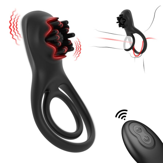 Waterproof Vibrating Silicone Cock Ring – 10 Vibration Modes, Clitoral Vibrator, Remote Control Couples Sex Toy for Enhanced Pleasure