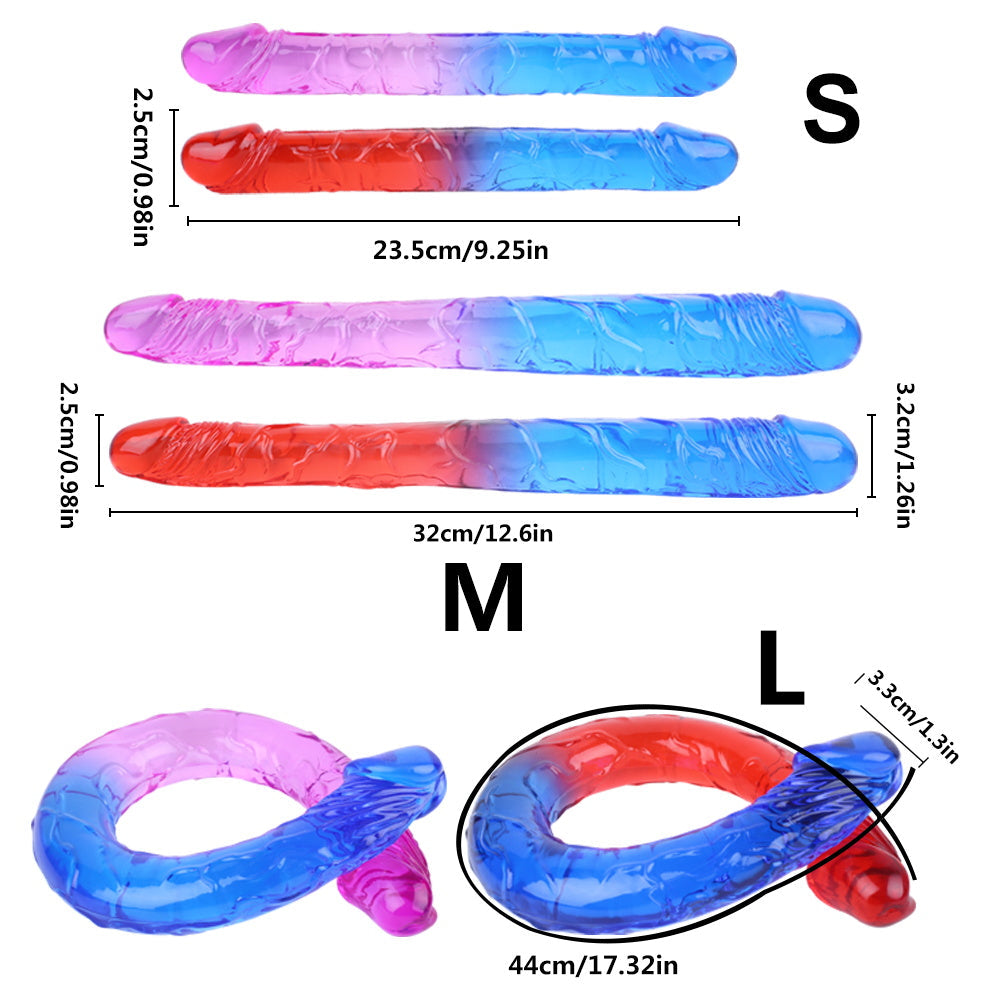 3 Farben TPE-Material Doppelköpfiger Dildo, Vergnügungsspielzeug für Erwachsene, Sexy Butt Plug für Erwachsene 
