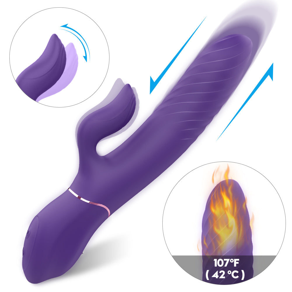 Moremorelove Thrusting Dildo Vibrator – 3-Speed 6-Mode Pulse & Vibration with Pause Mode | Dual G-Spot & Clitoral Stimulation for Couples