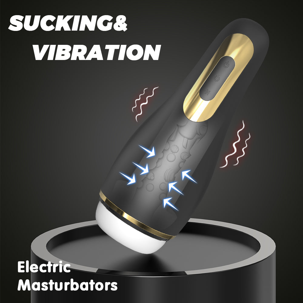 Black USB Charging Electric Male Masturbator – Realistic Vagina, Portable for Intense Orgasm