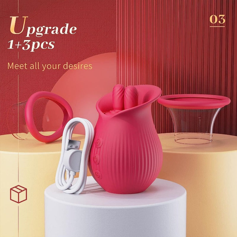 Moremorelove Button-Controlled Sucking Vibrator – 10 Vibration Modes with Dual Tongue Design, Clit & Nipple Stimulation, Sucking & Licking Functions for Women & Couples